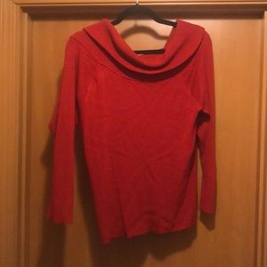Red cow neck sweater.